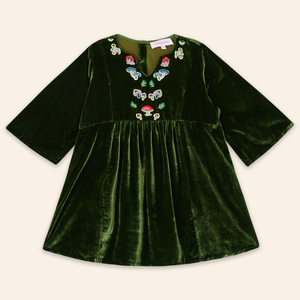 Kids Mia Dress Green Velvet