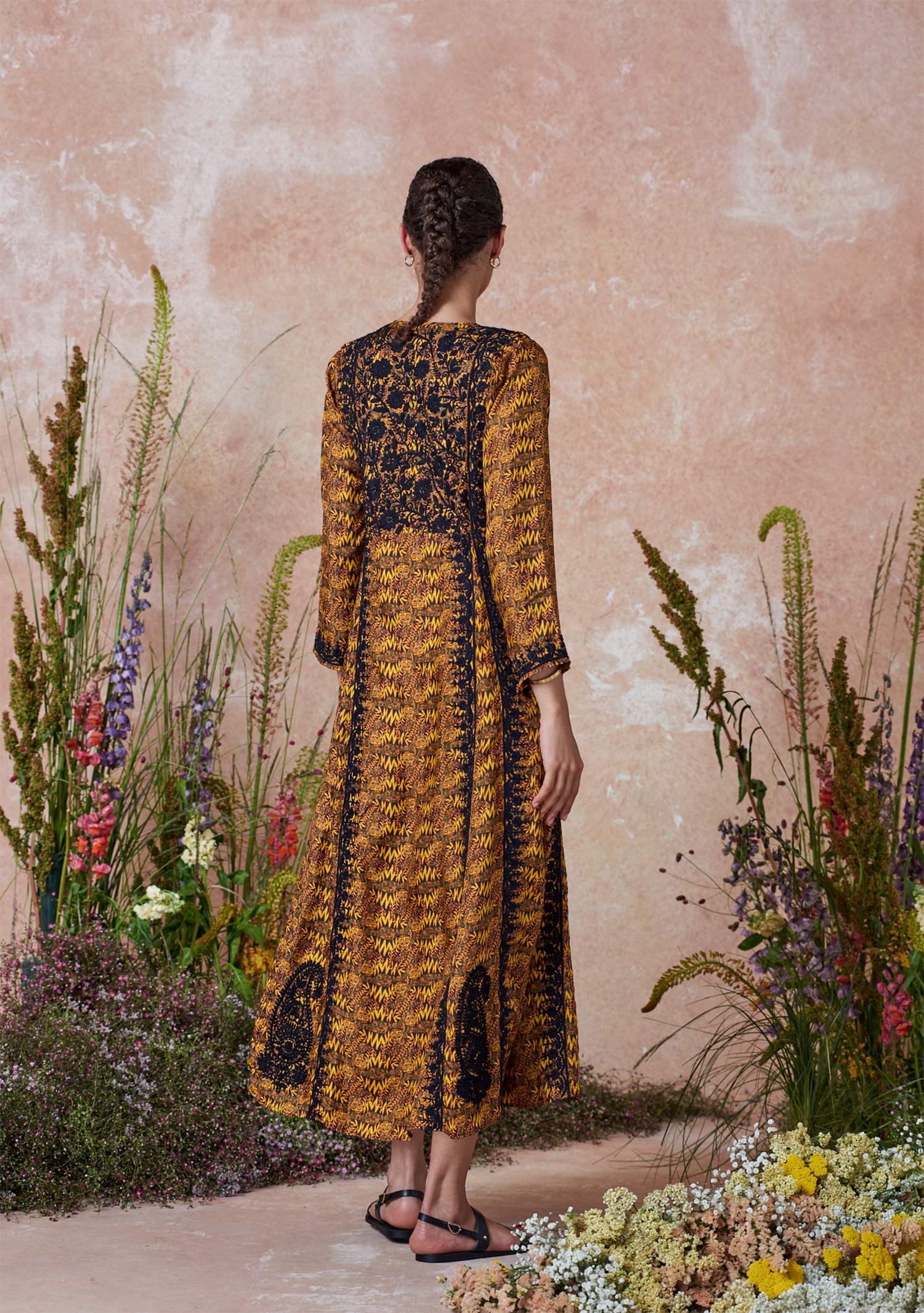 Silk Embroidered Dress Bengal Tiger