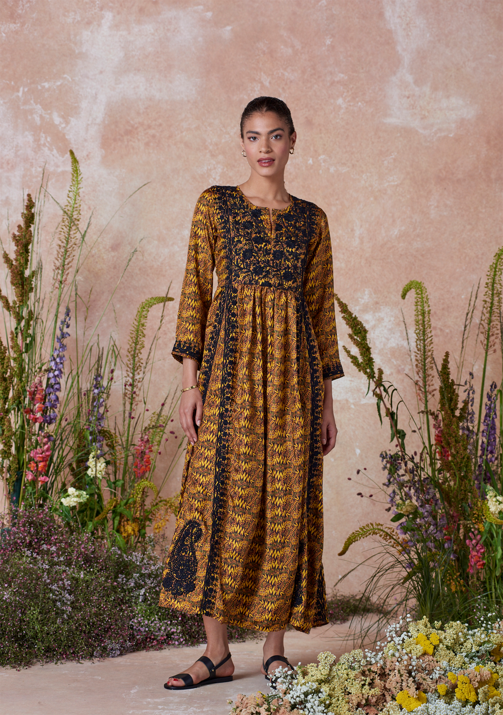 Silk Embroidered Dress Bengal Tiger