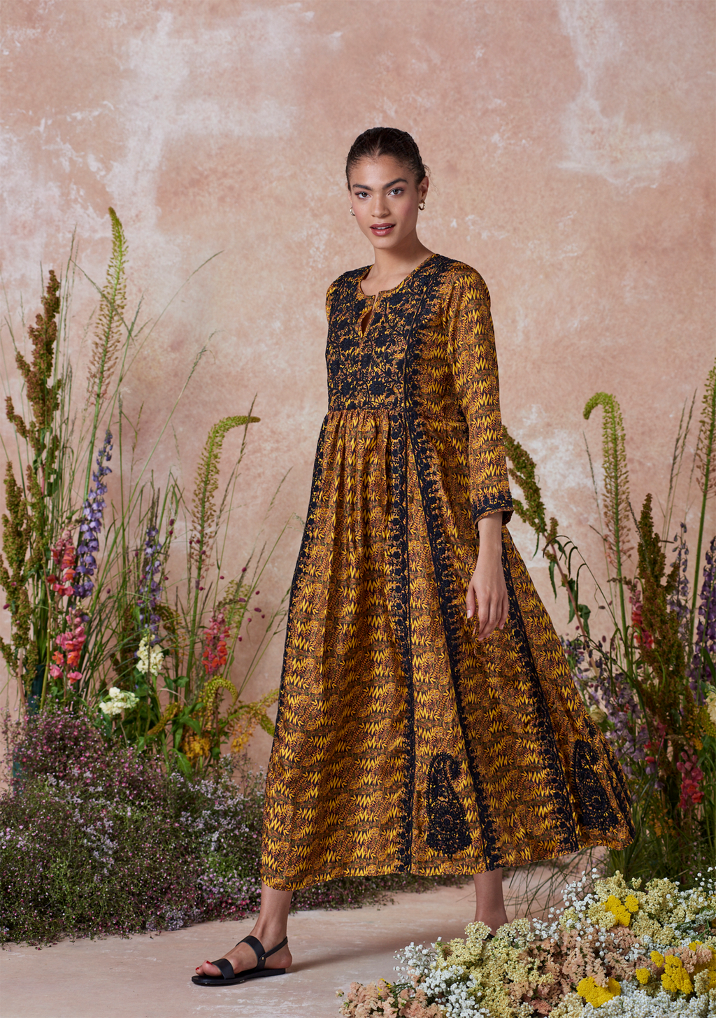 Silk Embroidered Dress Bengal Tiger