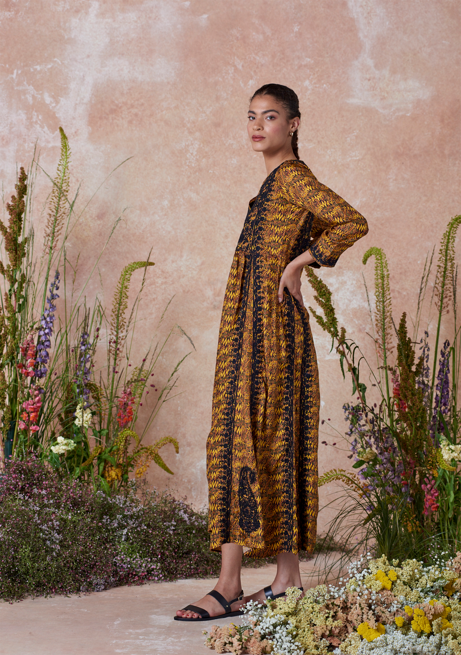 Silk Embroidered Dress Bengal Tiger