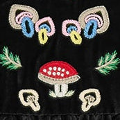 Kids Mia Dress Black Velvet with Mushroom Embroidery