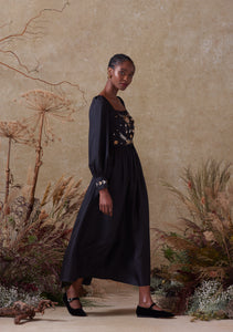 Anna Midi Dress Black Silk
