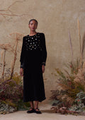Emma Midi Dress Black with Stars Embroidery