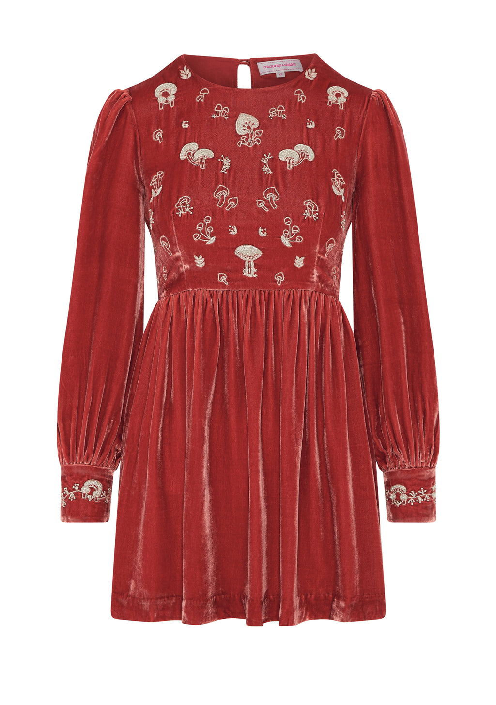 Emma Dress Pink with Mushroom Embroidery