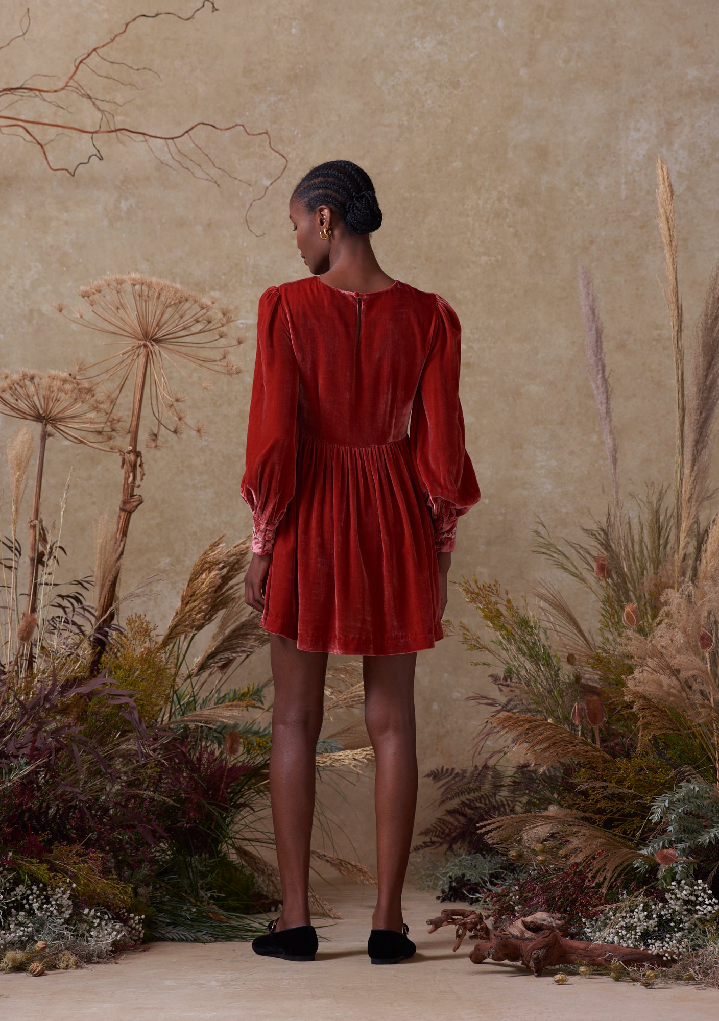 Emma Dress Pink with Mushroom Embroidery