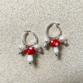 Mushroom Hoop Earrings Silver