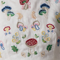 Emma Dress White with Mushroom Embroidery
