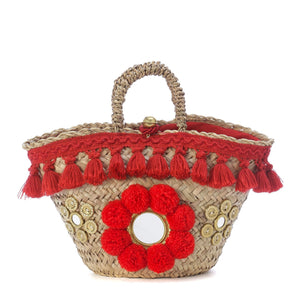 Medium Red Fringe Sicilian Basket