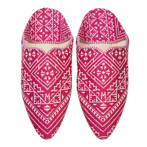 Embroidered Babouches Fuchsia