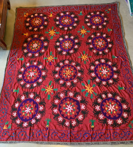 Uzbek Suzani Fabric Panel I