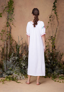 Eva Dress Maxi White with Multi