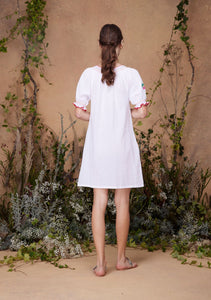 Eva Dress Mini White with Multi