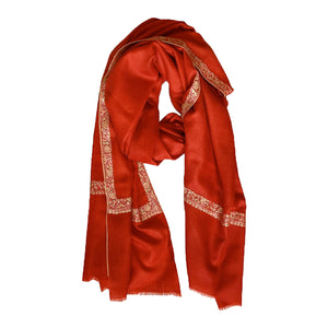 Stripe Embroidered Shawl Red