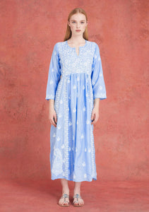 Silk Embroidered Dress Baby Blue II