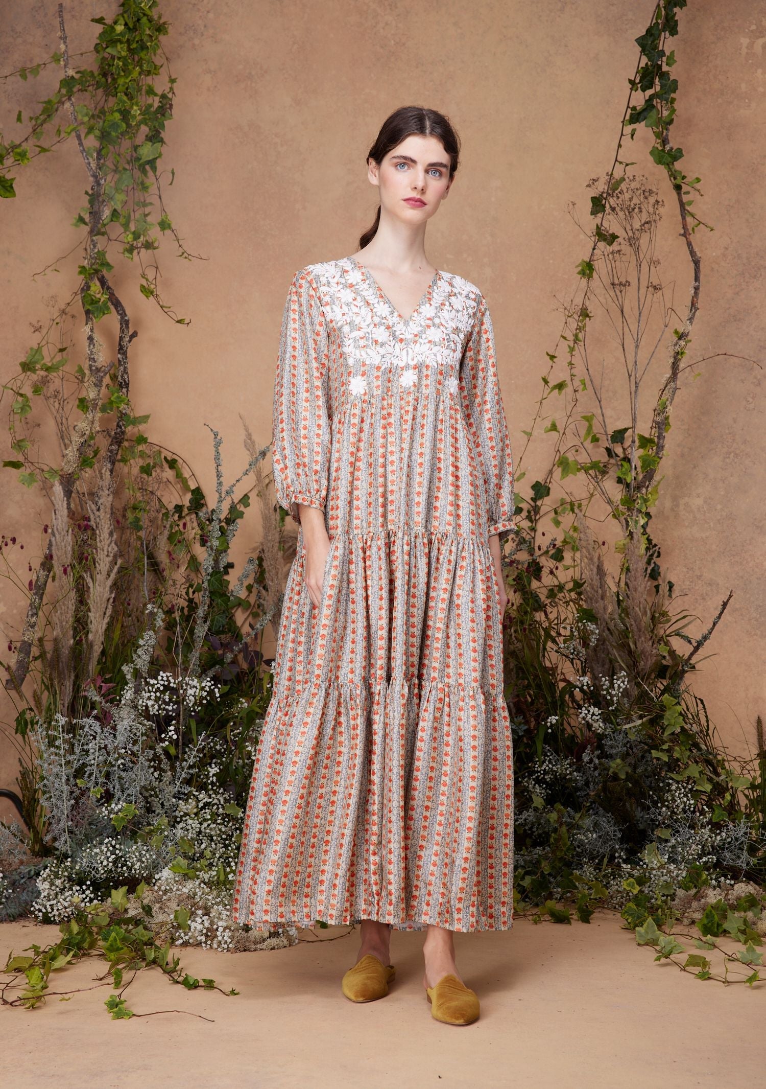 Frangipani Dress Silk Persian Rose