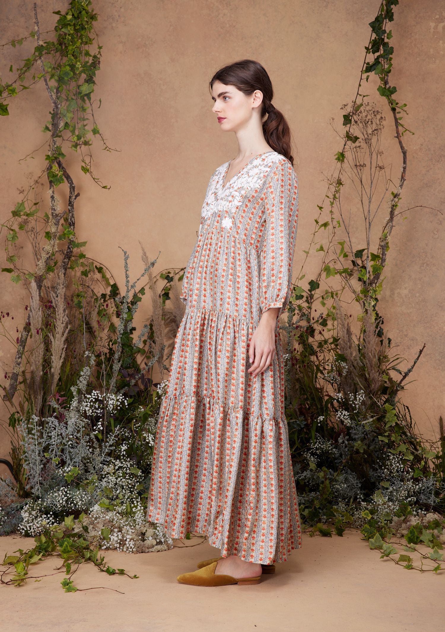 Frangipani Dress Silk Persian Rose