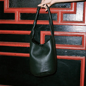 Reversible Shearling Bucket Bag Black