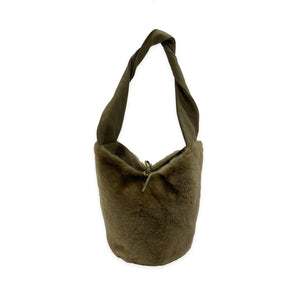 Reversible Shearling Bucket Bag Olive