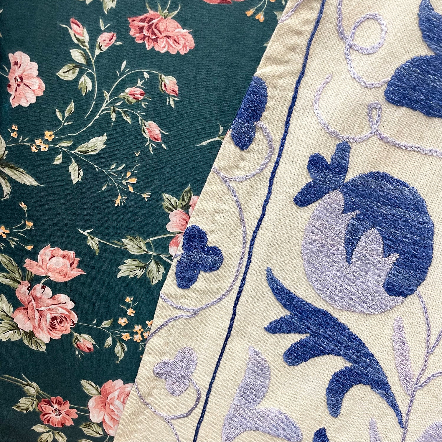 Uzbek Suzani Coat White with Blue II