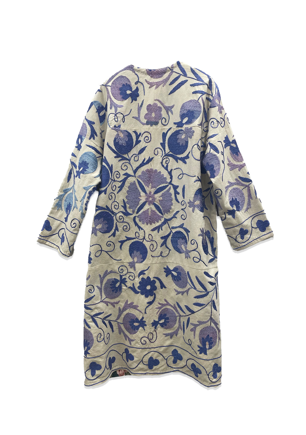Uzbek Suzani Coat White with Blue II