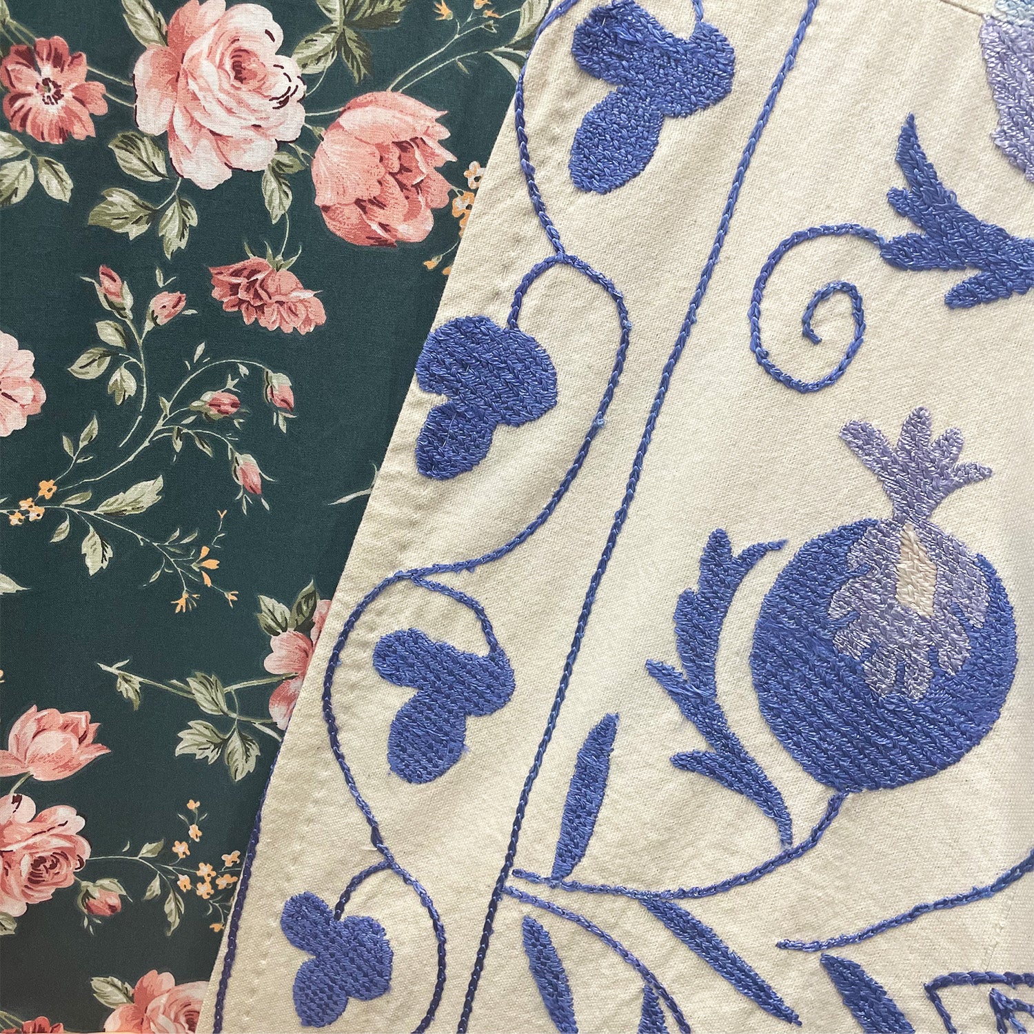 Uzbek Suzani Coat White with Blue II