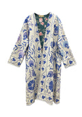 Uzbek Suzani Coat White with Blue II