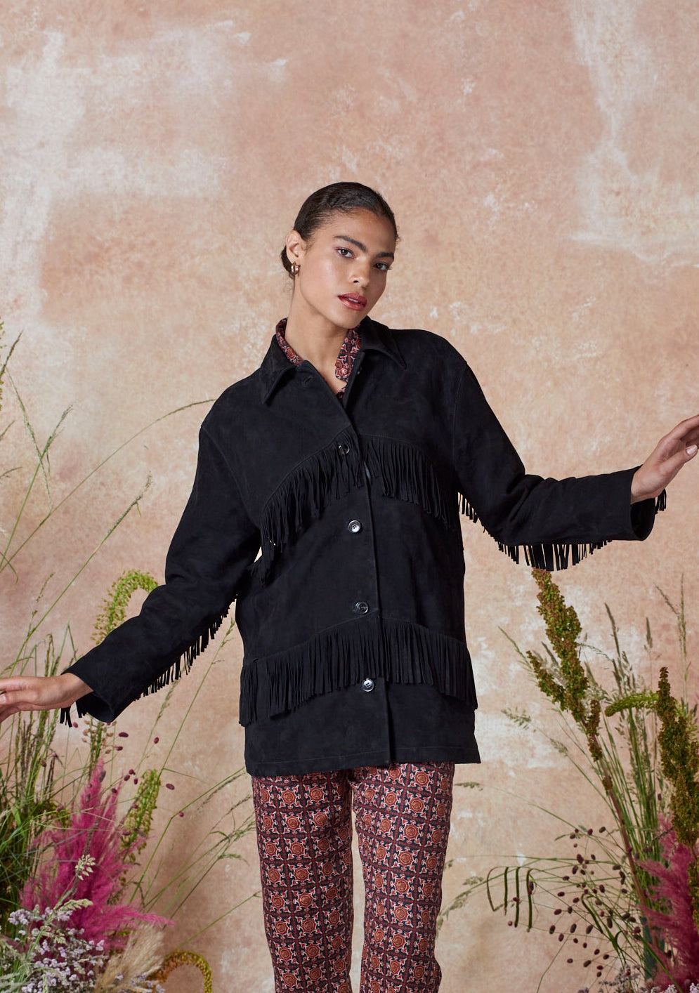 Koko Fringe Jacket Black